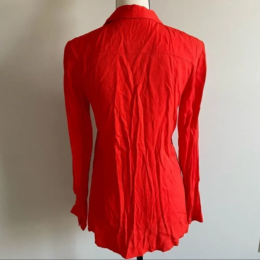 Zara Red Button Up Blouse - Picture 3 of 4